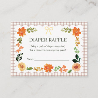 Cartão De Informações 013 Chocolate Gingham Baby Shower Diaper Raffle