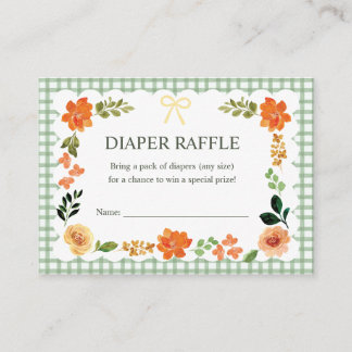 Cartão De Informações 019 Forest Gingham Baby Shower Diaper Raffle