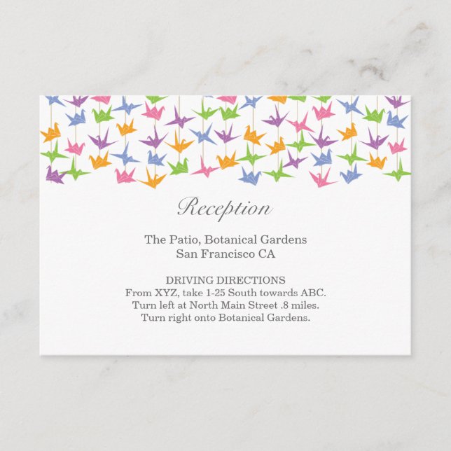 Cartão De Informações 1000 Manipulando Gruas De Papel Origami Casamento (Frente)