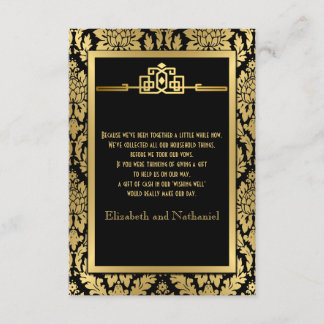 Cartão De Informações 1920 Romance ouro Art Deco Wishing Bem Card