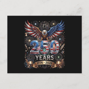 Cartão De Informações 250 Anos 1776 2026 4 de Julho Águia 250º Aniversár