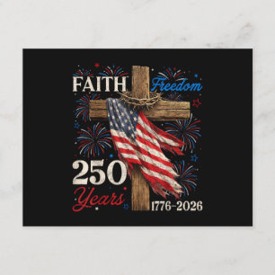 Cartão De Informações 250 Anos Fé e Liberdade Camisetas 4 de Julho Chr