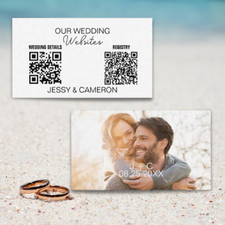 Cartão De Informações 2 Códigos QR Foto do Registro de Casamento do Site
