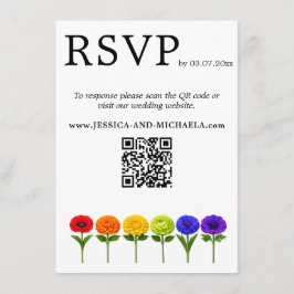 Cartão De Informações 🌈 2em1 RSVP+Detalhes LGBTQ Floresçam Juntos