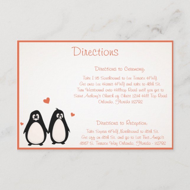 Cartão De Informações 3,5 x 5 Direction Card Penguin Love (Frente)