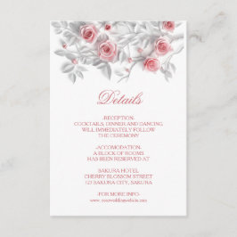 Cartão De Informações 3D Sculptured Pink Roses White