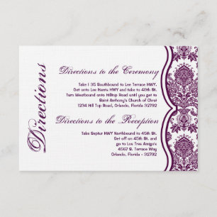 Cartão De Informações 3x5 Direção Plum Purple Damask Lace