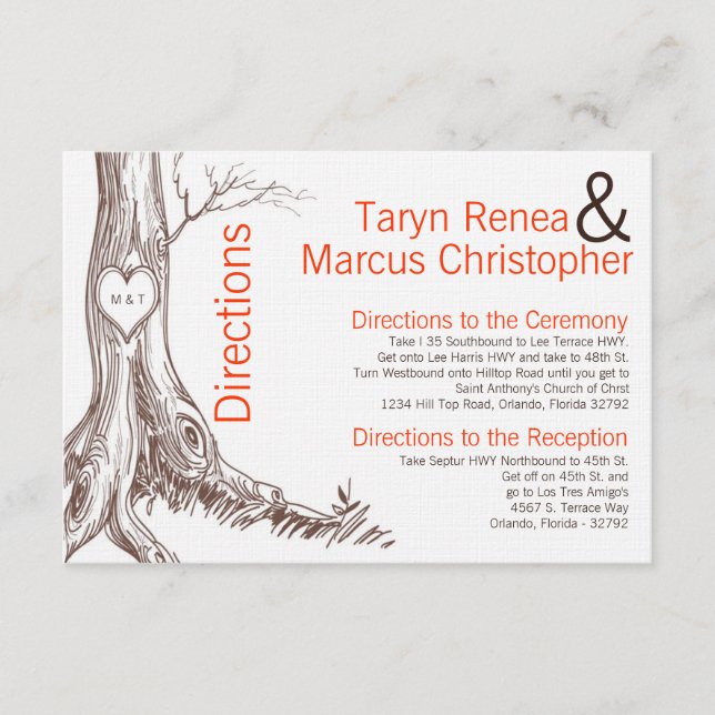 Cartão De Informações 3x5 Direções Cair na árvore de queda Carvões inici (Frente)