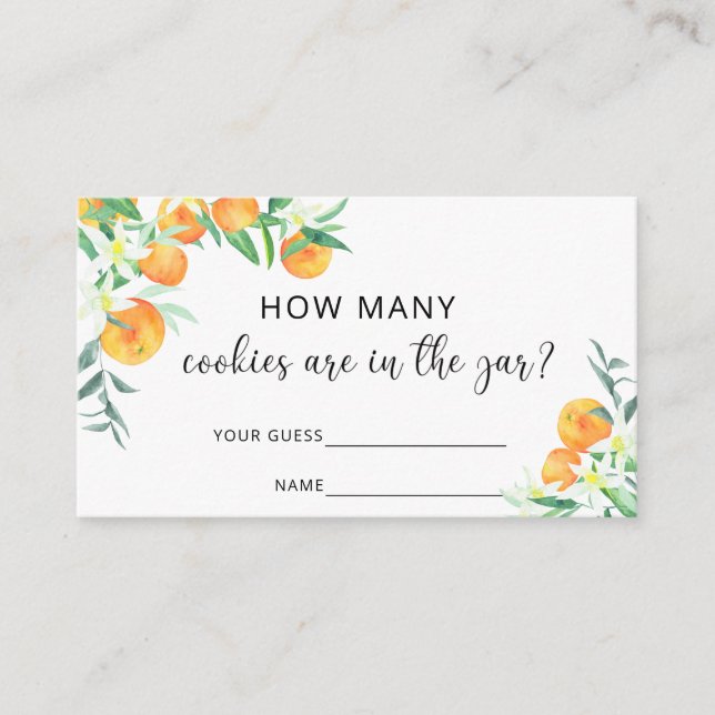 Cartão De Informações A aquarela fruta quantos cookies estão no pote (Frente)