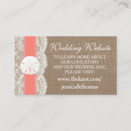 Cartão De Informações A Coleção de Casamento de Praia do Dólar de Areia