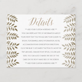 Cartão De Informações A Coleção de Casamento Floresta de Samambaia Monoc