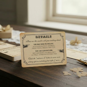 Cartão De Informações A Coleção de Casamento Steampunk Vitoriana