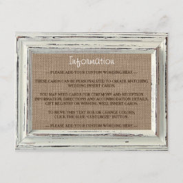 Cartão De Informações A Coleção de Casamentos com Moldura Branca Rústica