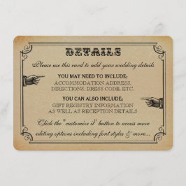 Cartão De Informações A coleção de casamentos vitorianos Steampunk