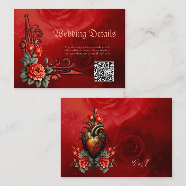 Cartão De Informações A elegância gótica do coração (Frente/Verso)