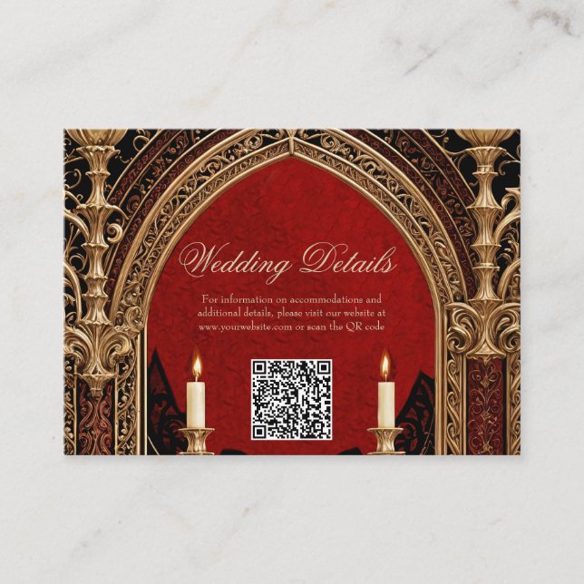 Cartão De Informações A escura elegância do estilo gótico. (Frente)