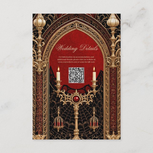 Cartão De Informações A escura elegância do estilo gótico. (Frente)