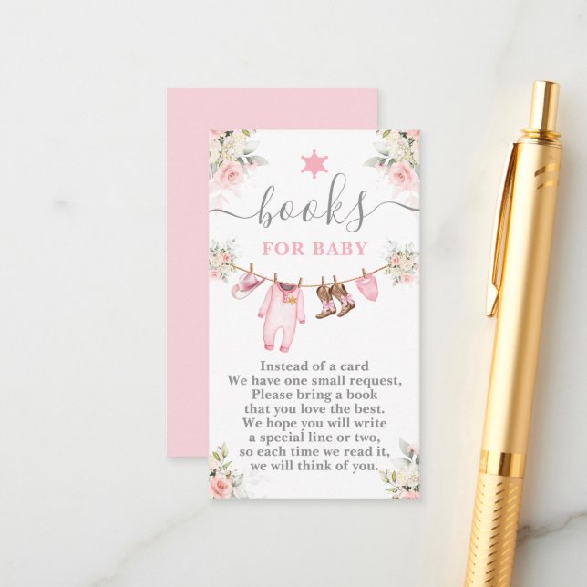 Cartão De Informações A little Cowgirl Baby Shower Girl Books for Baby (Frente/Verso In Situ)