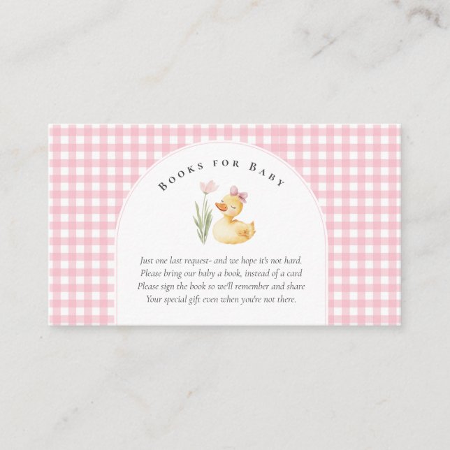 Cartão De Informações A Little Duckling is on the Way Bow Baby Shower  (Frente)