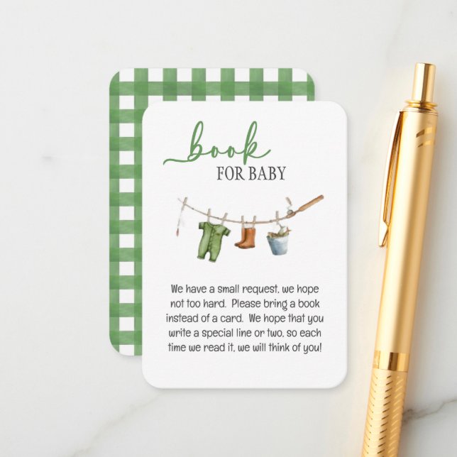 Cartão De Informações A Little Fisherman Baby Shower Book for Baby (Frente/Verso In Situ)