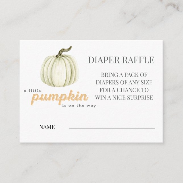 Cartão De Informações A Little Pumpkin Diaper Raffle Ticket  (Frente)