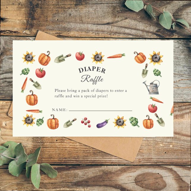 Cartão De Informações A Little Sprout Is On the Way | Diaper Raffle (Criador carregado)