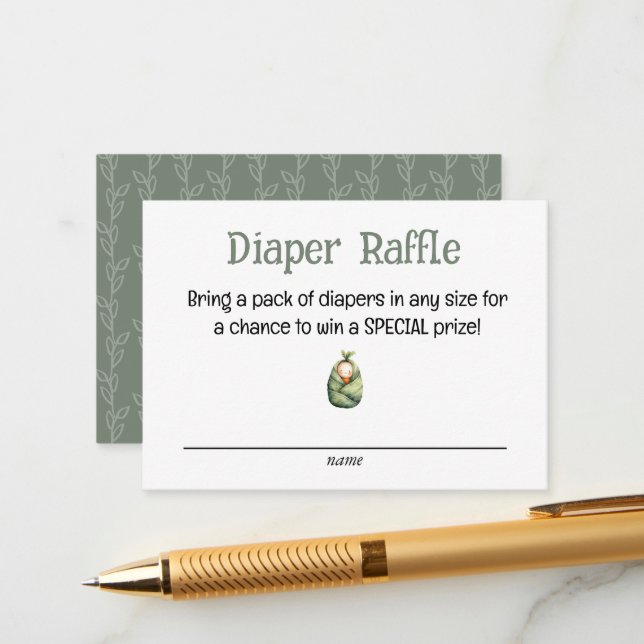 Cartão De Informações A Little Sprout on the Way Diaper Raffle Card (Frente/Verso In Situ)