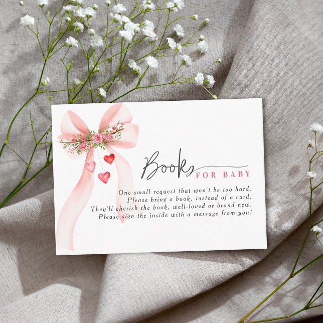 Cartão De Informações A little Sweetheart Pink bow Valentine Baby shower (Criador carregado)