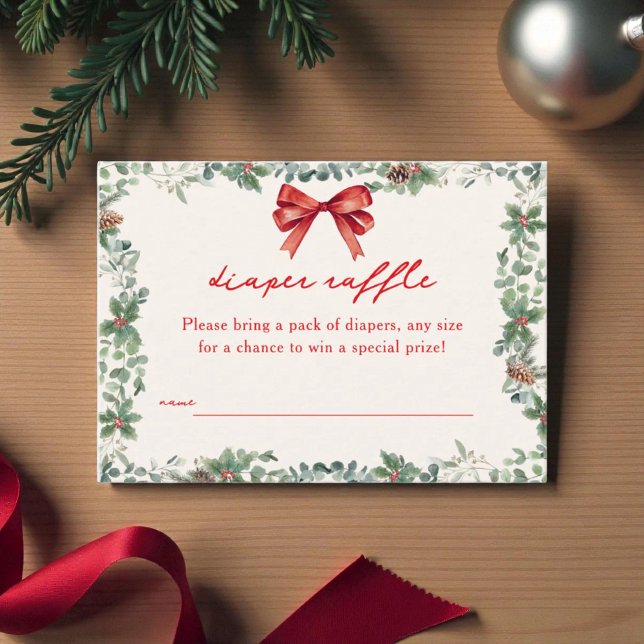 Cartão De Informações A Merry Little Baby Shower Christmas Diaper Raffle (Criador carregado)