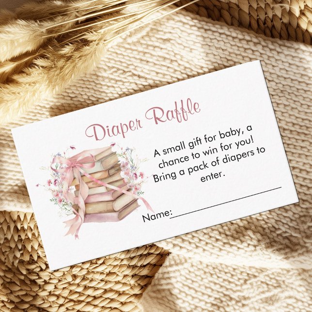 Cartão De Informações A New Chapter Begins Baby Shower Diaper Raffle (A new chapter begins Coquette books baby shower Diaper Raffle card)