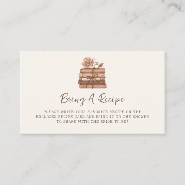 Cartão De Informações A New Chapter Bridal Shower Recipe (Frente)