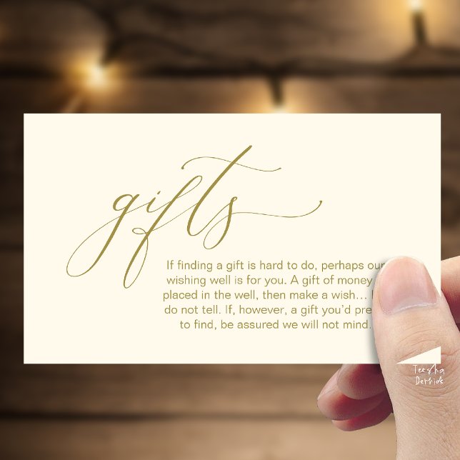 Cartão De Informações A Note On Gifts, Honeymoon Wish Wishing Well, Fund (Honeymoon Fund Wishing Well, Wish, A Note On Gifts Enclosure Card in Yellow Gold)