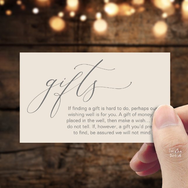 Cartão De Informações A Note On Gifts, Honeymoon Wish Wishing Well, Fund (Honeymoon Fund Wishing Well, Wish, A Note On Gifts Enclosure Card in Cream Grey)