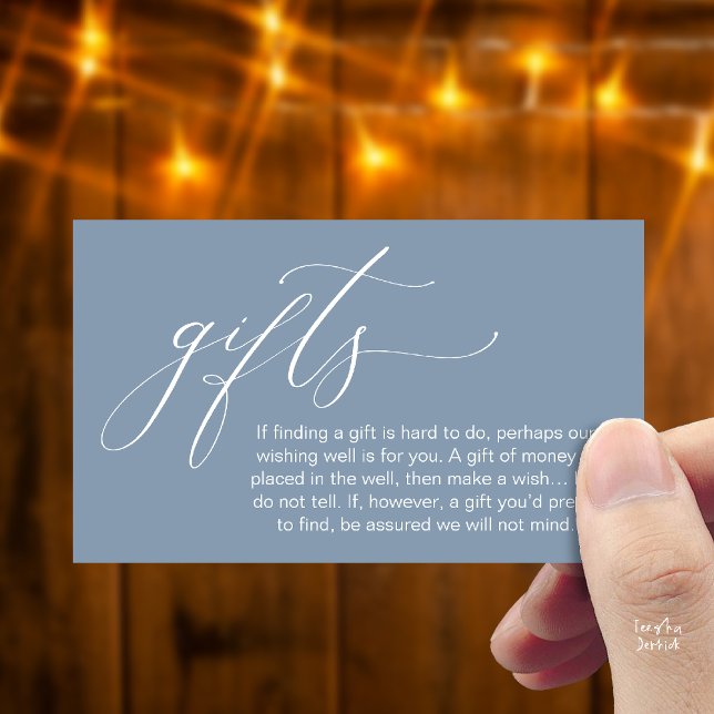 Cartão De Informações A Note On Gifts, Honeymoon Wish Wishing Well, Fund (Honeymoon Fund Wishing Well, Wish, A Note On Gifts Enclosure Card in Dusty Blue)