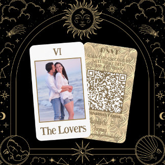 Cartão De Informações A Placa de Tarot de Fotos dos Amantes | RSVP de Có