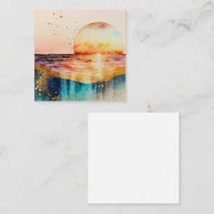 Cartão De Informações A Série Praia Aquarela Design 3