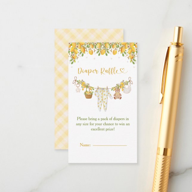 Cartão De Informações A Sweet Little One Lemon Citrus Baby Shower (Frente/Verso In Situ)