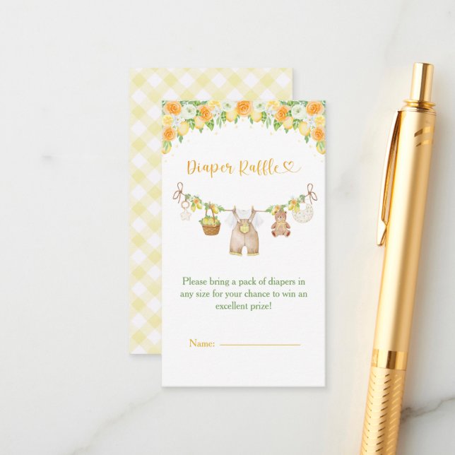 Cartão De Informações A Sweet Little One Lemon Citrus Floral Baby Shower (Frente/Verso In Situ)