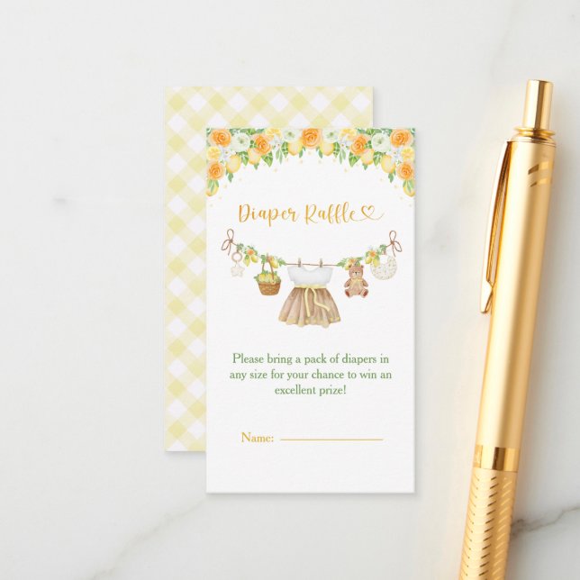 Cartão De Informações A Sweet Little One Lemon Citrus Floral Baby Shower (Frente/Verso In Situ)