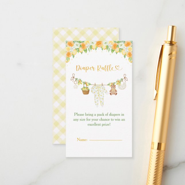 Cartão De Informações A Sweet Little One Lemon Citrus Floral Baby Shower (Frente/Verso In Situ)