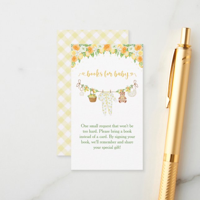 Cartão De Informações A Sweet Little One Lemon Citrus Floral Baby Shower (Frente/Verso In Situ)