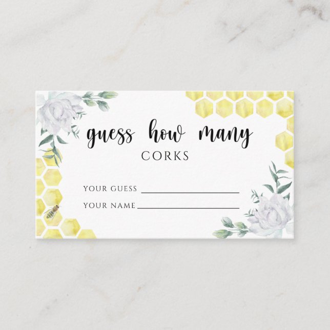 Cartão De Informações Abelhas florais - adivinhem quantos jogos de noiva (Frente)