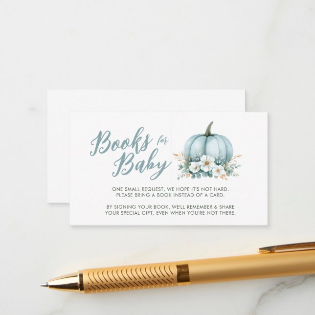 Cartão De Informações Abóbora Azul Em Seu Caminho Livros Para Bebê (Frente/Verso In Situ)