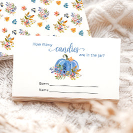 Cartão De Informações Abóbora Azul Outono Quantos Doces 