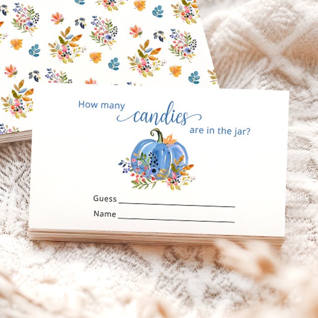 Cartão De Informações Abóbora Azul Outono Quantos Doces  (Criador carregado)