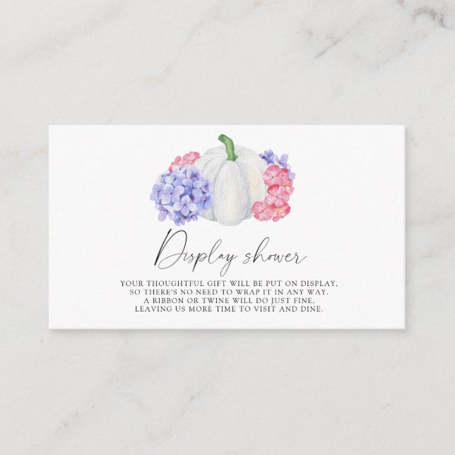 Cartão De Informações Abóbora branca - chá do monitor (Frente)