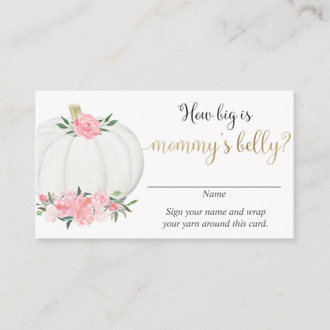 Cartão De Informações Abóboras de outono, quão grande está a barriga da  (Frente)