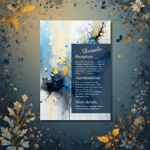 Cartão De Informações Abstrato Azul e Dourado casamento do Trabalho de a