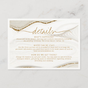 Cartão De Informações Abstrato Glitter Strata Wedding Details Ivry ID903