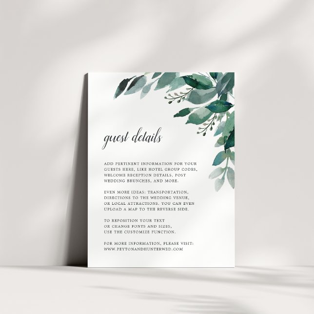 Cartão De Informações Abundant Foliage Wedding Guest Details Card (Criador carregado)
